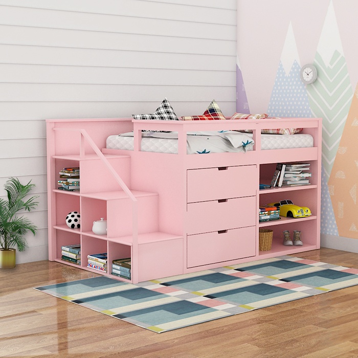 Captain Strawberry Pink Loft Bunk Bed, What Is A Captains Bunk Bed