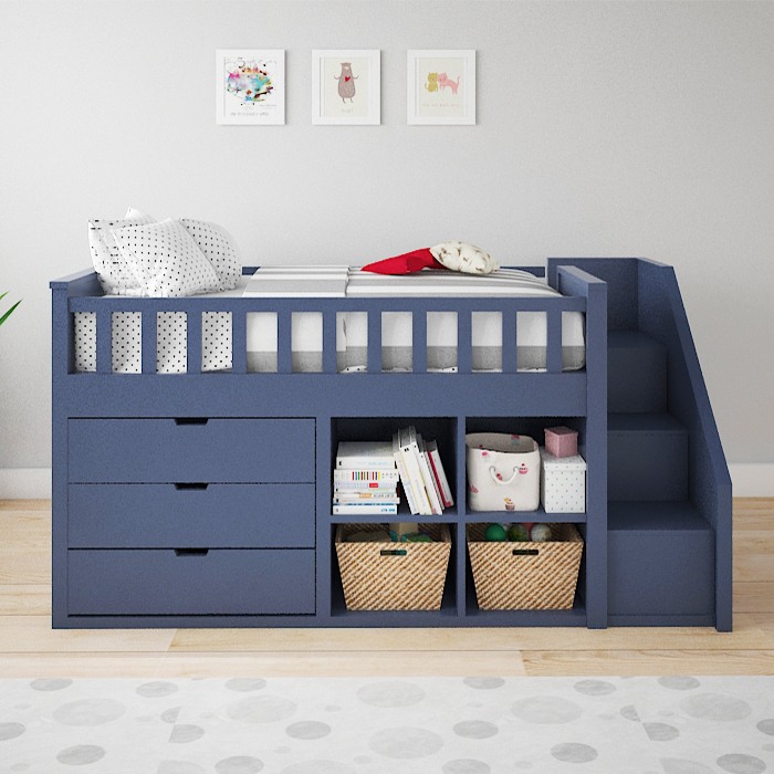 Blue Loft Bed For Kids Best Ing, Blue Bunk Beds With Drawers