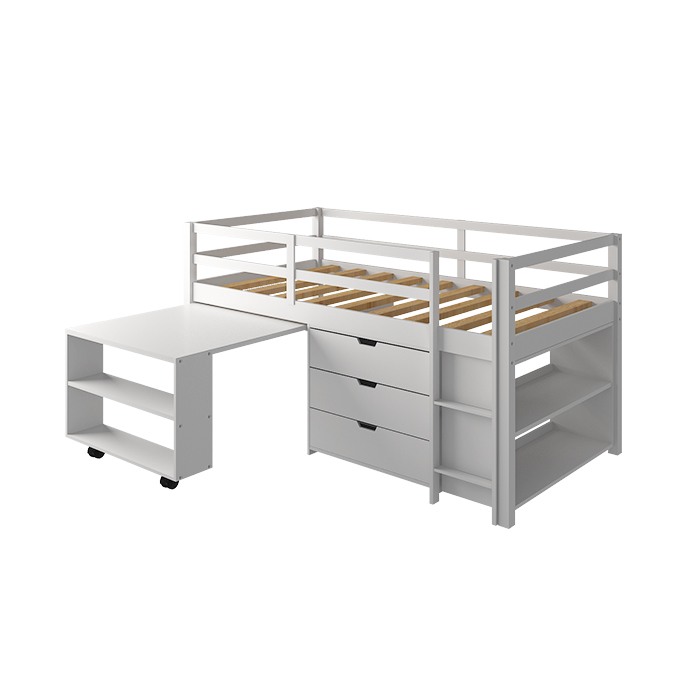 Bunk Bed With Study Table And Storage, Loft Bed With Slide Out Desk