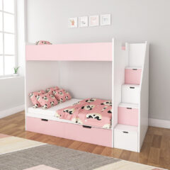 Toffee Pink Bunk Bed with Storage