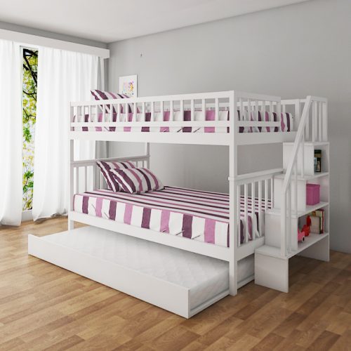 Palencia White Bunk Bed with Trundle