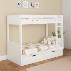 Feather White Bunk Bed With Storage